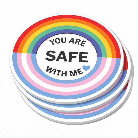 4 PACK You are safe with me waterproof Matte vinyl sticker LGBTQ Rainbow pride