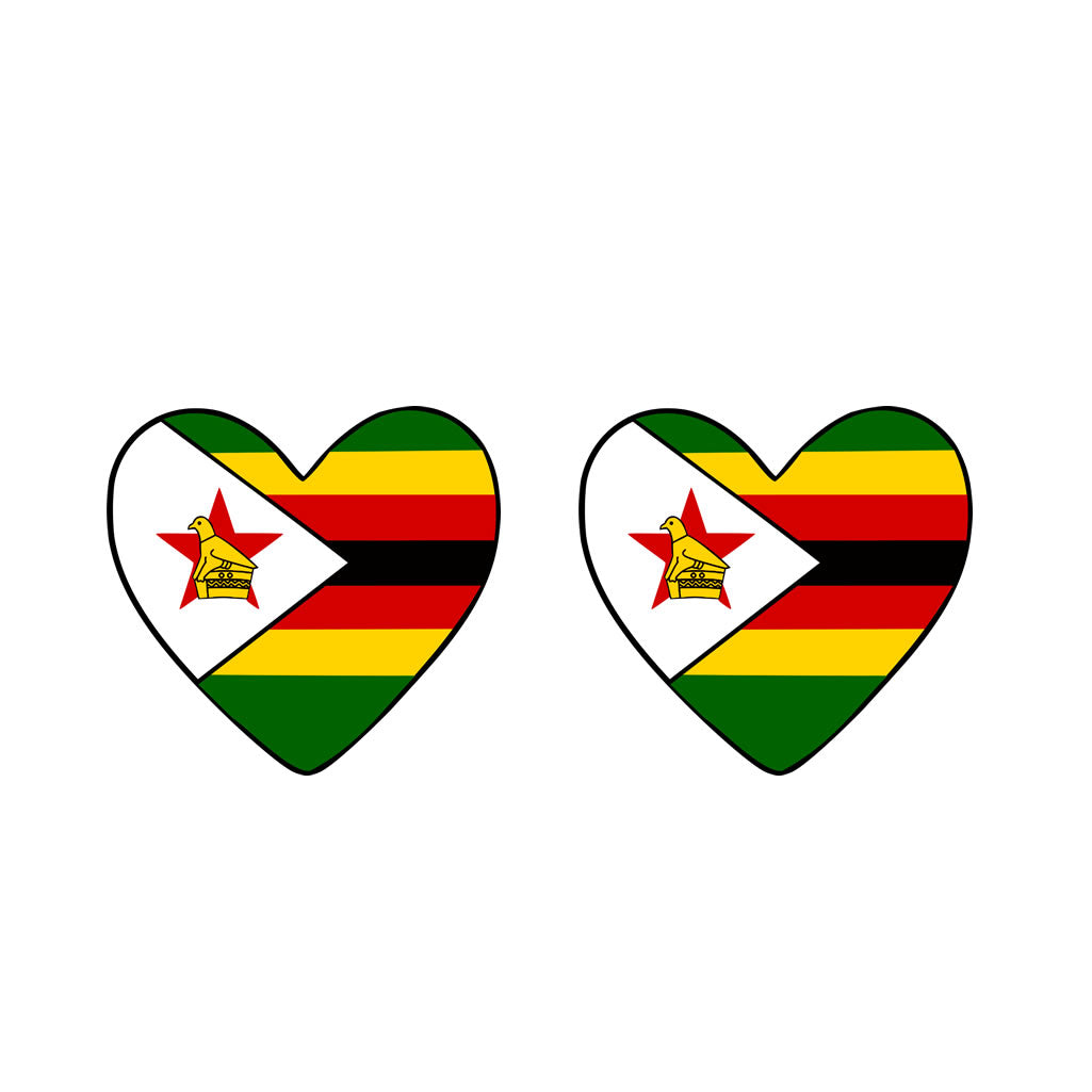 2 x  Zimbabwe Flag Heart Temporary Tattoo Zimbabwean Team support body art
