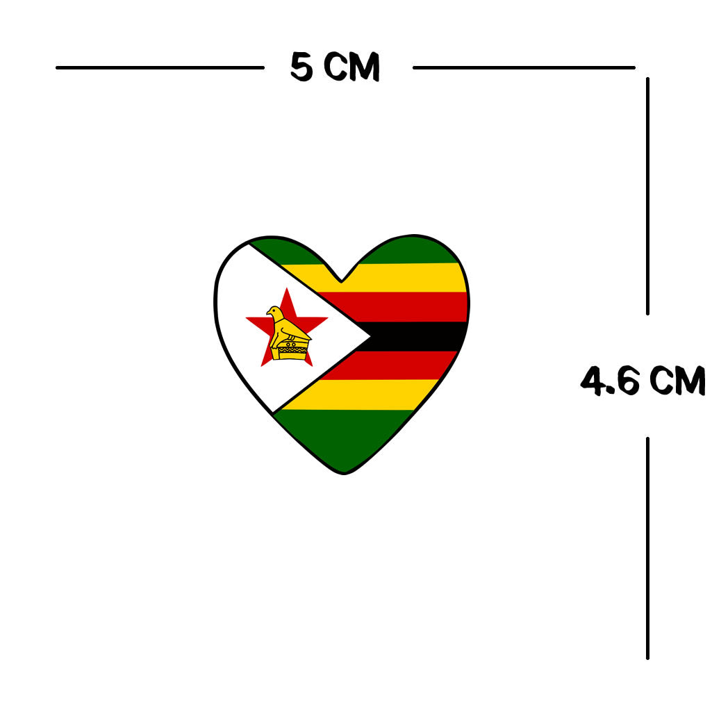 2 x  Zimbabwe Flag Heart Temporary Tattoo Zimbabwean Team support body art
