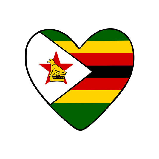 Zimbabwe flag Heart Iron on transfer