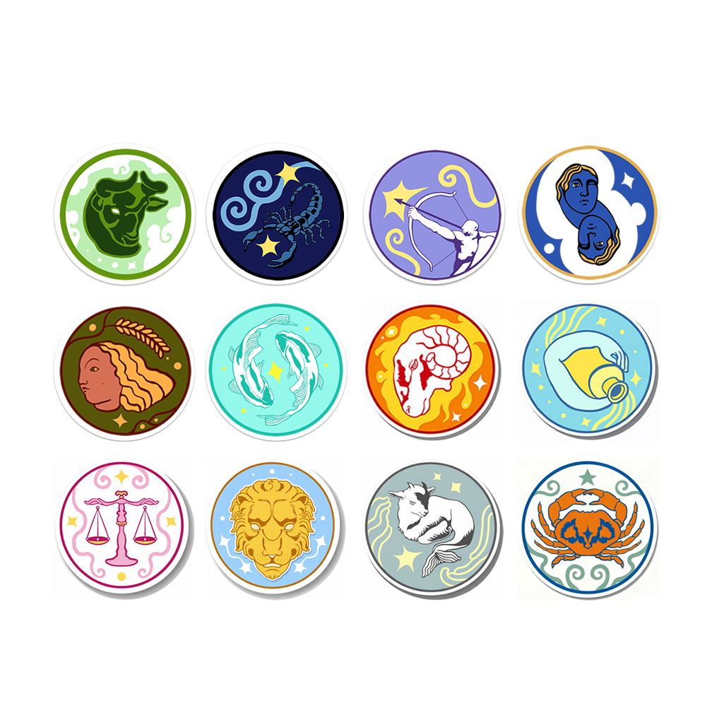 4 x Your zodiac star sign Vinyl Sticker Waterproof Matte label