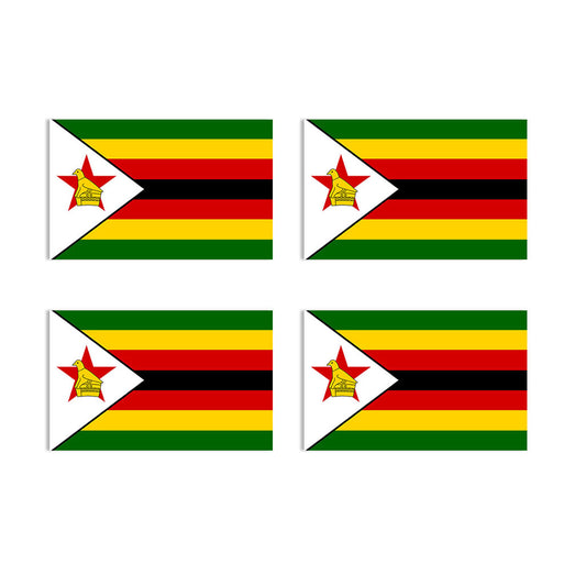 Set of 4 x Zimbabwe flag Iron on Screen Print for fabric Machine Washable Transfer Zimbabwean