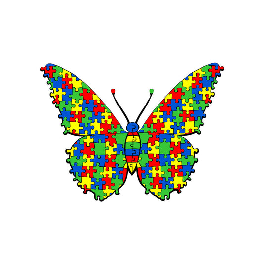 Autism awareness Jigsaw puzzle butterfly Iron on Screen Print Transfers for Fabrics Machine Washable patch