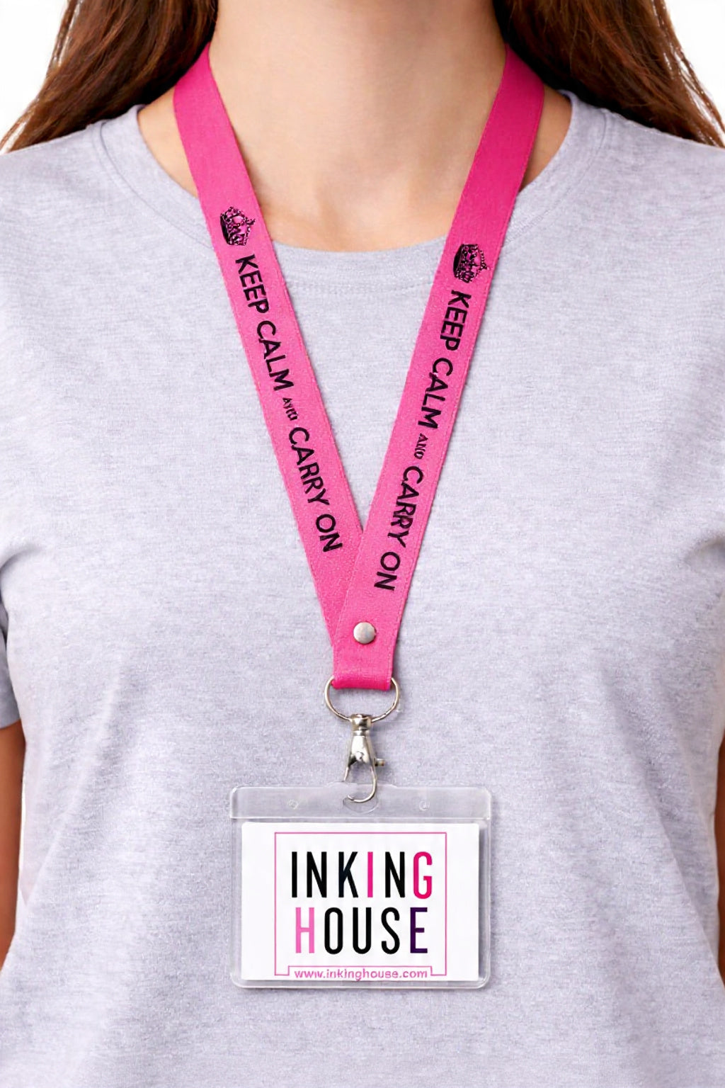 Keep Calm and Carry On printed Lanyard neck strap, ID HOLDER Safety Breakaway Clip UK Stock