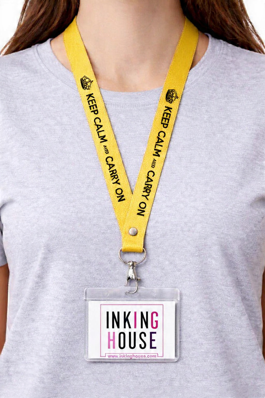Keep Calm and Carry On printed Lanyard neck strap, ID HOLDER Safety Breakaway Clip UK Stock