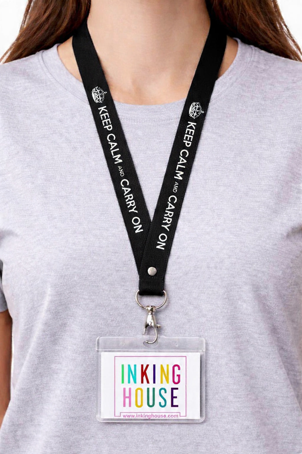Keep Calm and Carry On printed Lanyard neck strap, ID HOLDER Safety Breakaway Clip UK Stock