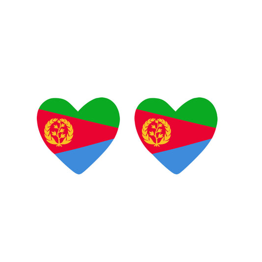 2 x  Eritrea Heart Flag Heart Temporary Tattoo Eritrean Team support