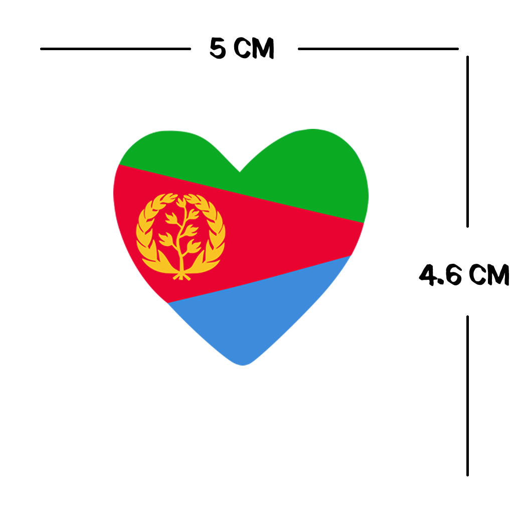 2 x  Eritrea Heart Flag Heart Temporary Tattoo Eritrean Team support