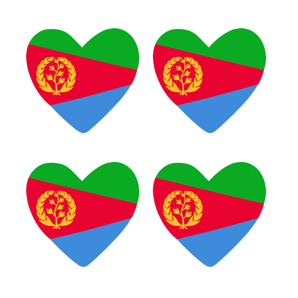 4 X Eritrea flag Heart Iron on Screen Print transfer Machine Washable Eritrean