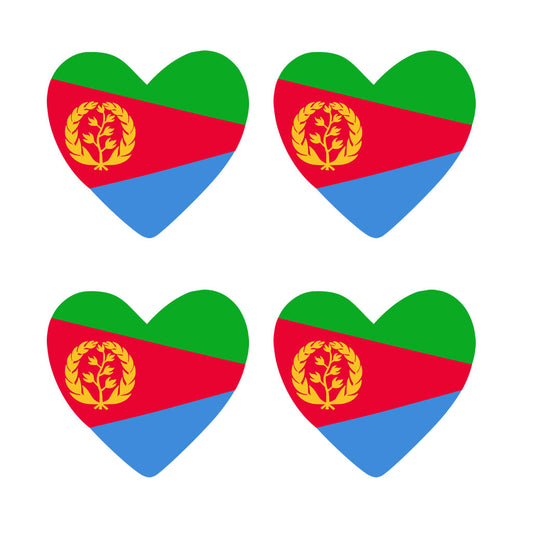 4 X Eritrea flag Heart Iron on Screen Print transfer Machine Washable Eritrean