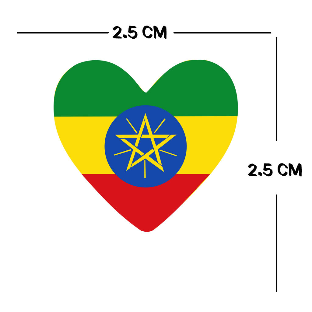 4 X Ethiopia flag Heart Iron on Screen Print transfer Machine Washable Ethiopian