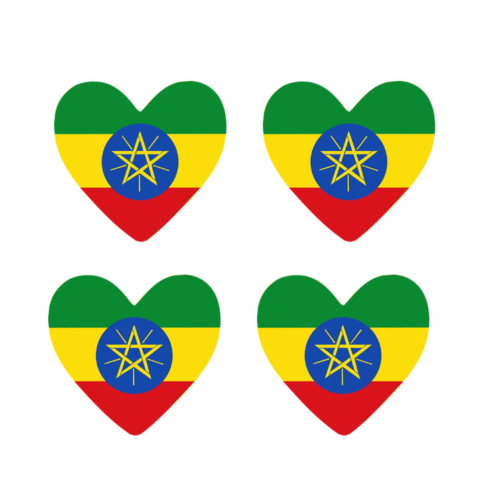 4 X Ethiopia flag Heart Iron on Screen Print transfer Machine Washable Ethiopian
