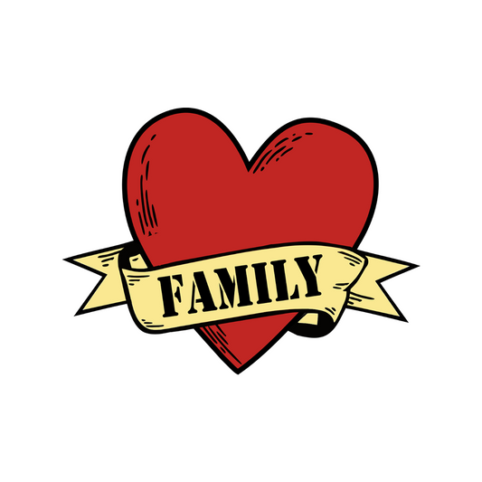 Family love heart Temporary Tattoo long lasting loyalty