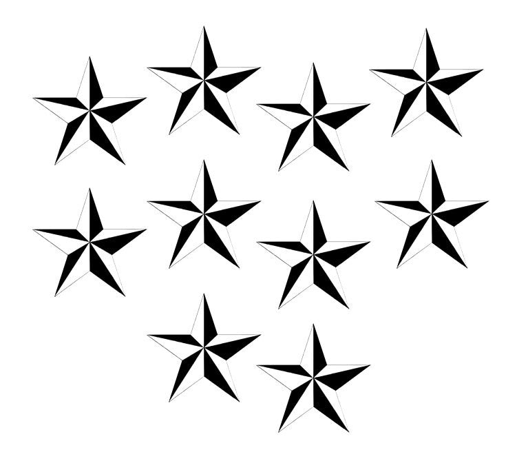 Set of 10 Nautical Star Flag Iron on Screen Print Transfers for Fabrics Machine Washable North Star patch