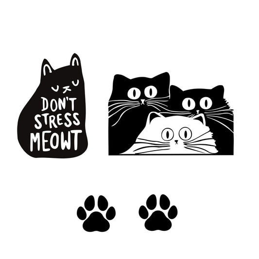 Set of 4 Cats Iron on Screen Print Transfers for Fabrics