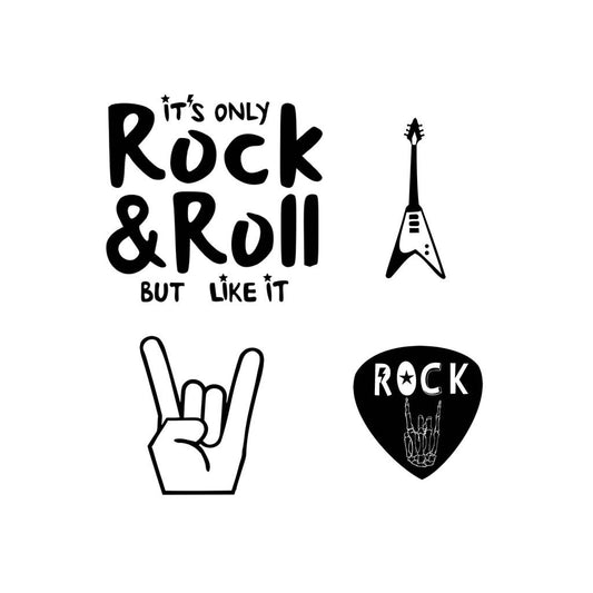 Set of 4 Rock and Roll Iron on Screen Print Transfers for Fabrics Machine Washable BAND patch