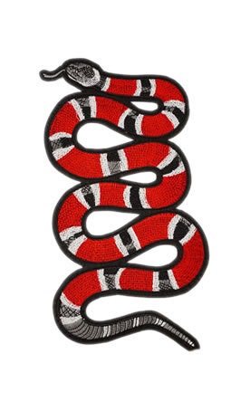 Coral Snake Iron / Sew On Embroidered Patch Badge Embroidery Motif transfer