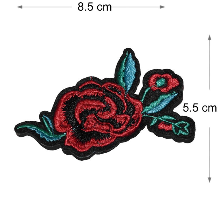 Set of 4 Flowers Rose Iron / Sew On Embroidered Patch Flower Badge Love Embroidery