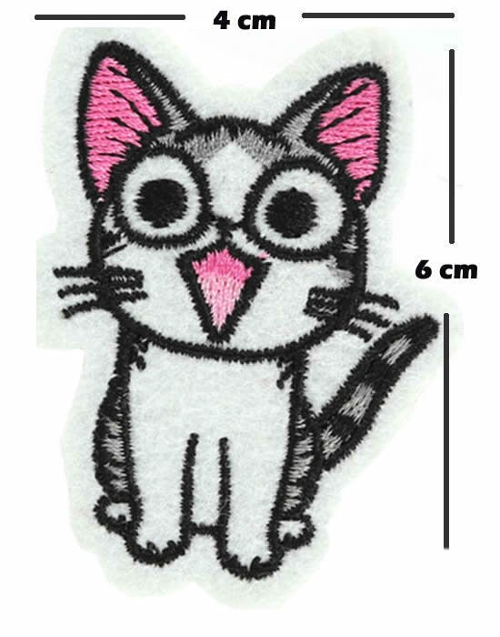 Set of 3 x Cats Rose Iron / Sew On Embroidered Patch Cat Badge Feline Embroidery