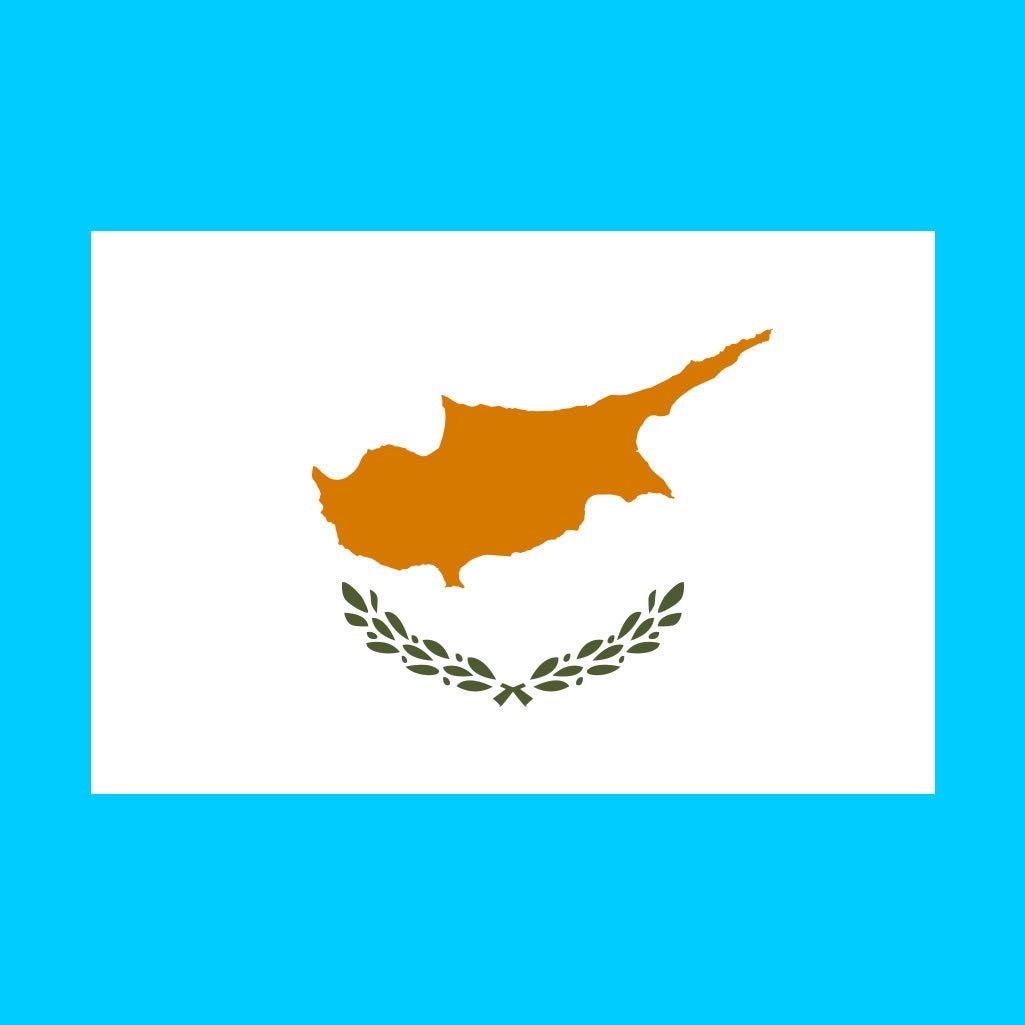 2 x Cyprus Flag Iron on Screen Print Transfers for Fabrics Machine Washable Cypriot Flag patch