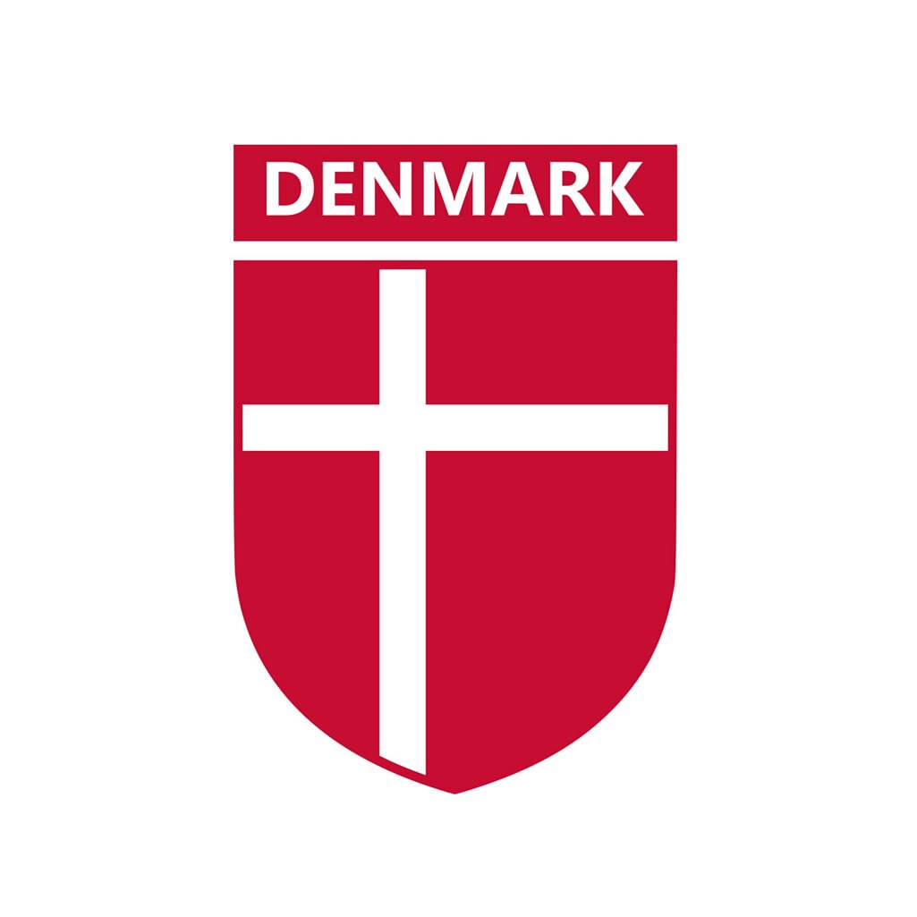 Denmark Team Crest Iron on Screen Print Transfers for Fabrics Machine Washable Denmark Flag Crest patch