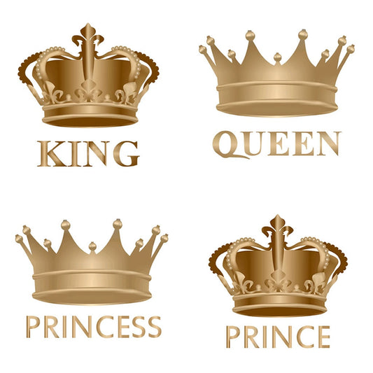 DIY The Royals - King, Queen, Prince, Princess Iron on Screen Print Transfers for Fabric Machine Washable Golden patch