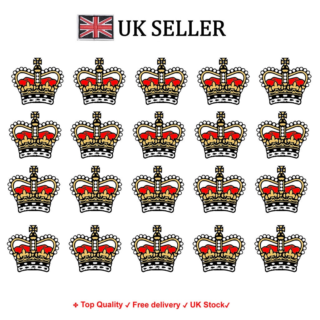 Set of 10 Iron on Royal Crown Screen Print Transfers for Fabrics Machine Washable King's Queen's Crown patch