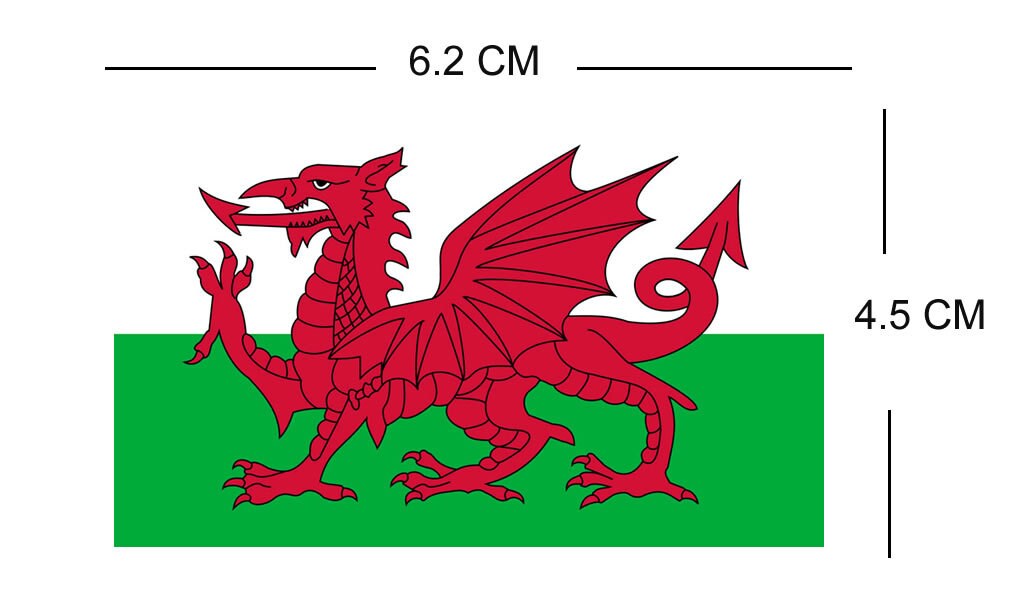 2 x Welsh Flag Iron on Screen Print Transfers for Fabrics Machine Washable Wales Flag patch