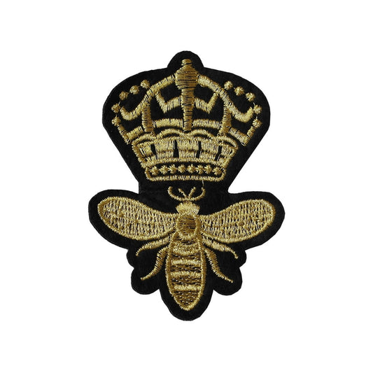 Queen Bee Iron / Sew On Embroidered Patch Badge Embroidery Crown Motif transfer