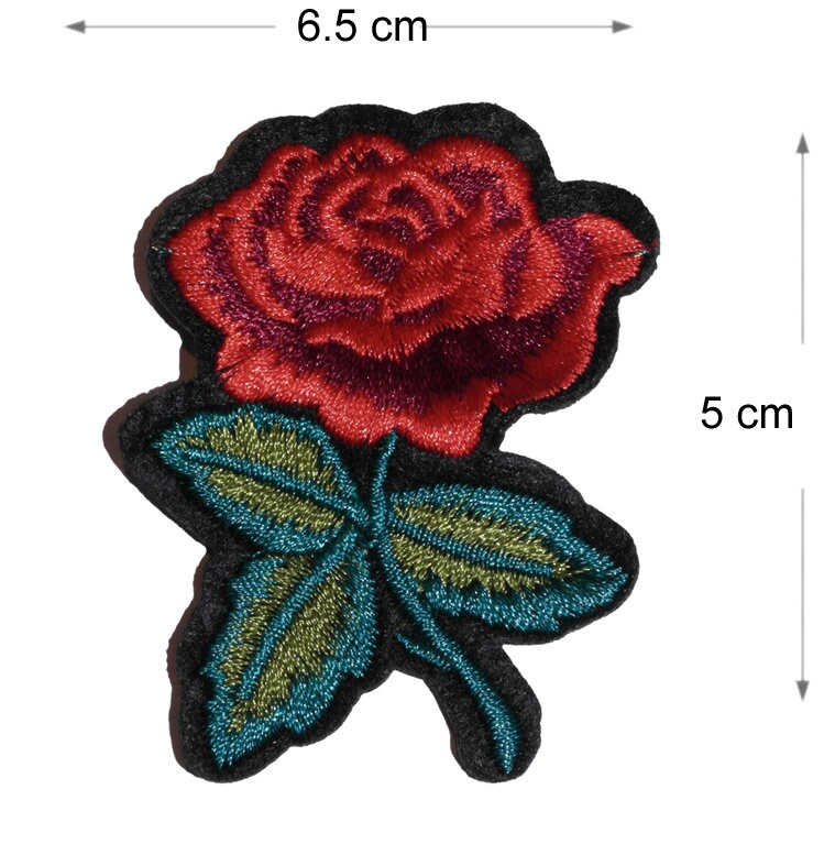 Set of 4 Flowers Rose Iron / Sew On Embroidered Patch Flower Badge Love Embroidery