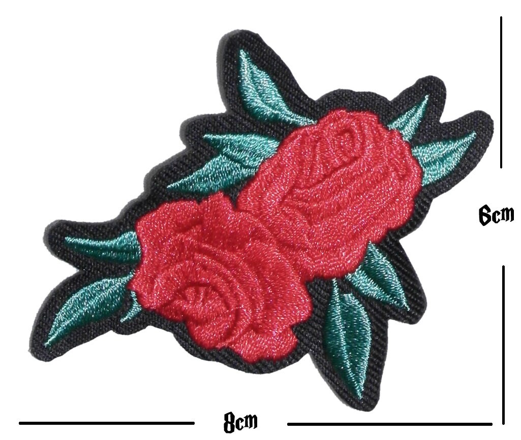 Set of 4 Flowers Rose Iron / Sew On Embroidered Patch Flower Badge Love Embroidery