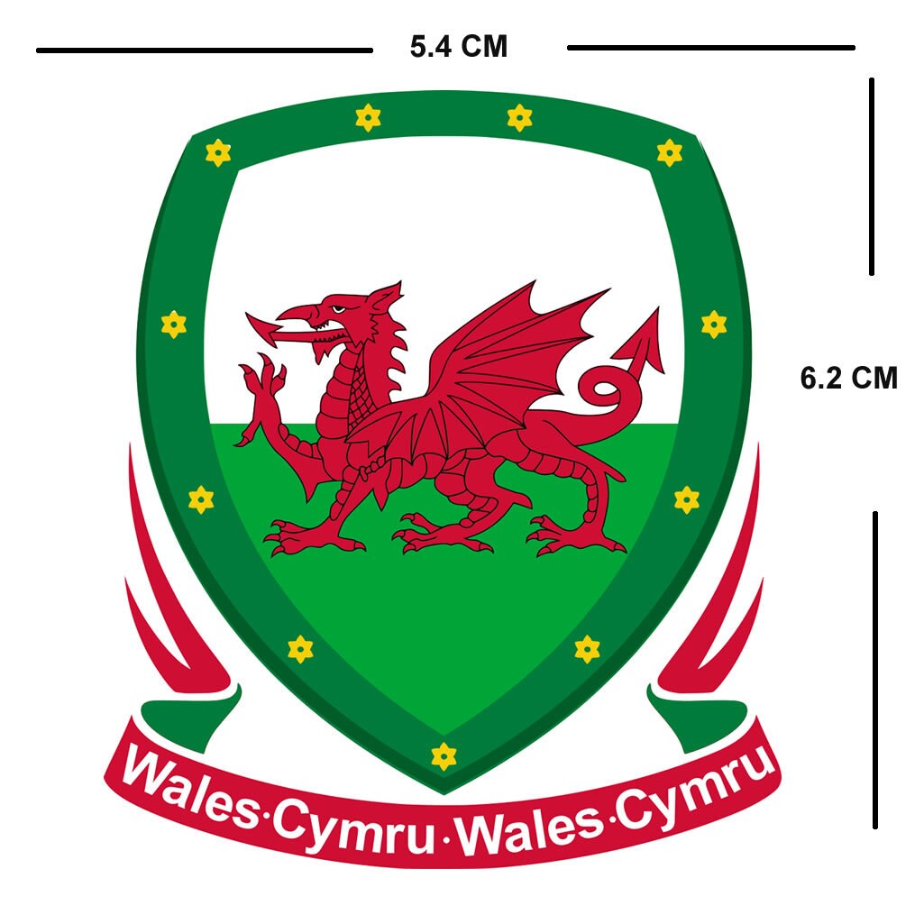 Set of 2 x Welsh Team Crest Iron on Screen Print Transfers for Fabrics Machine Washable Wales Flag Crest patch