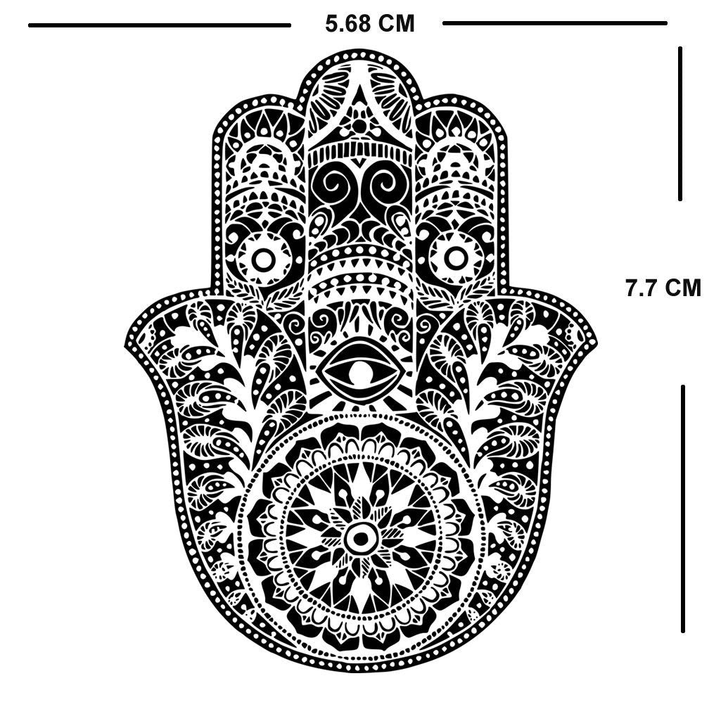 Set of 2 Hamsa Hand Iron on Screen Print Transfers for Fabrics Machine Washable Indian Henna Hand patch