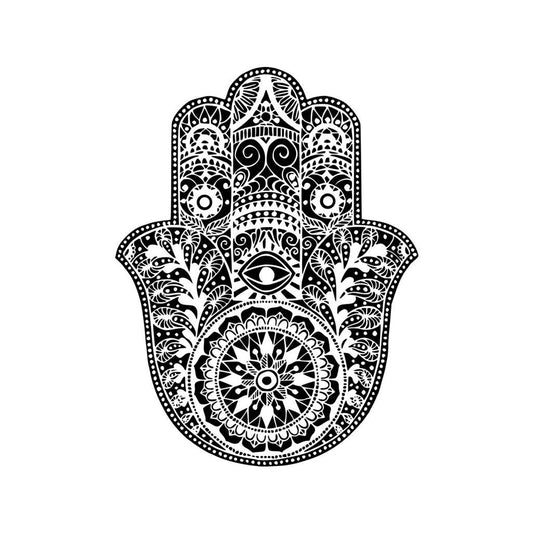 Set of 2 Hamsa Hand Iron on Screen Print Transfers for Fabrics Machine Washable Indian Henna Hand patch