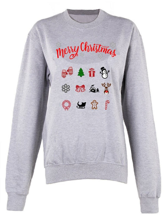 Merry Christmas crew neck shirt unisex print Sweatshirt top Jumper Rudolph snow man