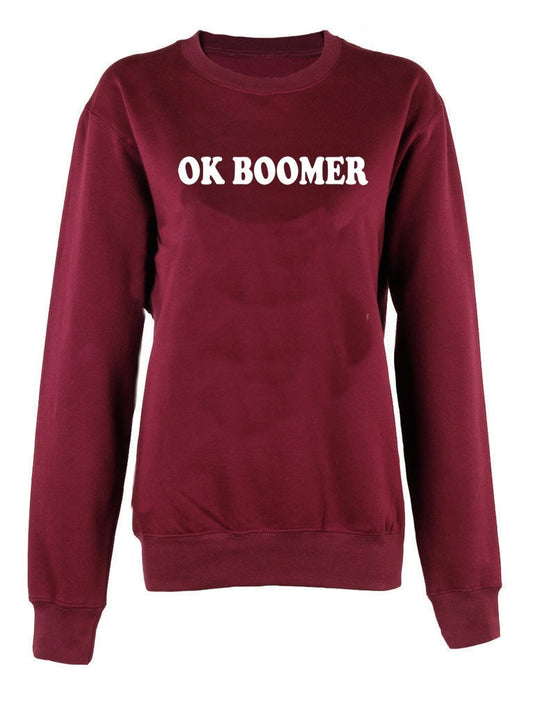 Ok Boomer print crew neck unisex Sweatshirt top Gen Z Christmas Jumper Generation Z Come back