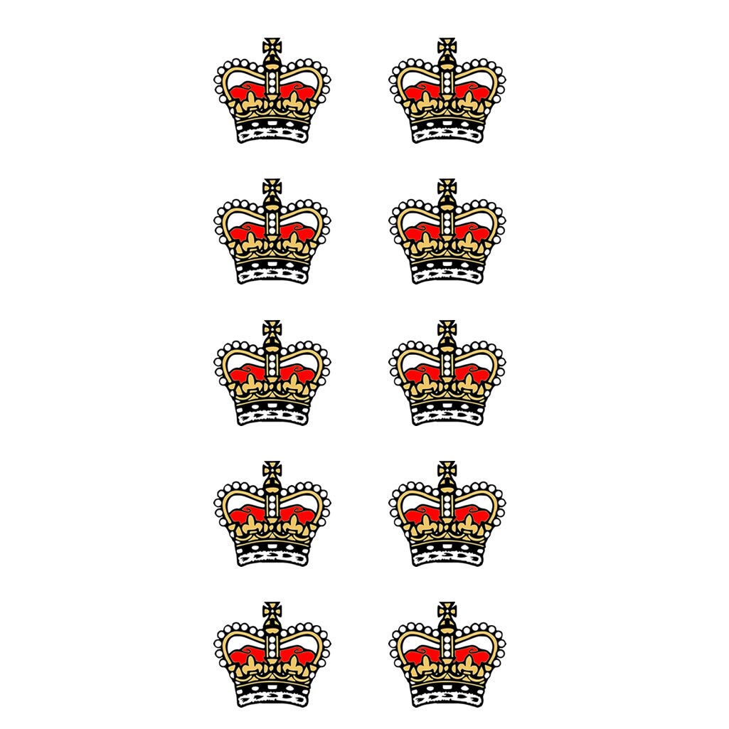 Set of  10 Crowns Temporary Tattoo Golden Royal princess prince Crown