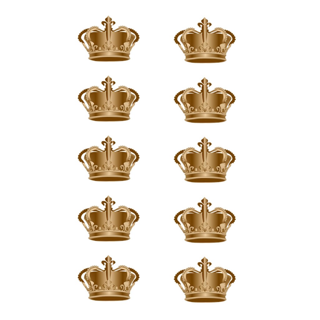 Set of  10 Crowns Temporary Tattoo Golden Royal princess prince Crown