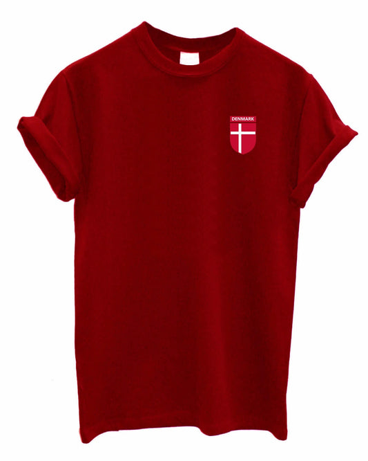 Denmark Team Crest Unisex Crew neck Tshirt Support your Country football rugby cricket Danish