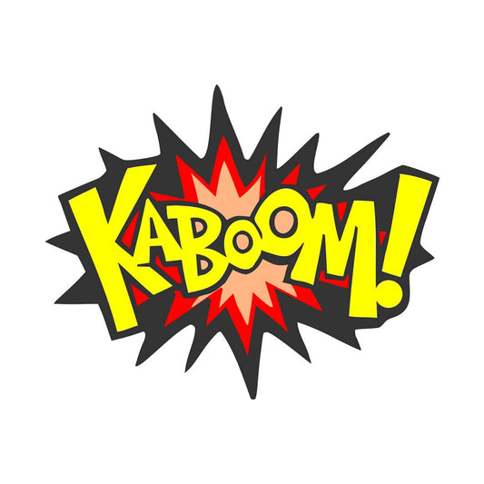 Set of 2 Kaboom Iron on Screen Print Transfers for Fabrics Machine Washable patch