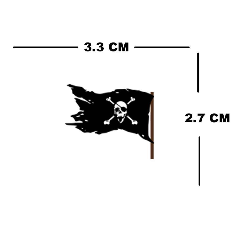 Set of 4 Pirate Temporary Tattoo Waterproof Skull Pirate Flag skull and bones binoculars