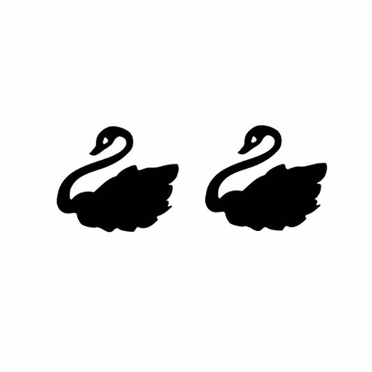 Set of 2 Black Swans Iron on Screen Print patch Machine Washable for fabrics swan