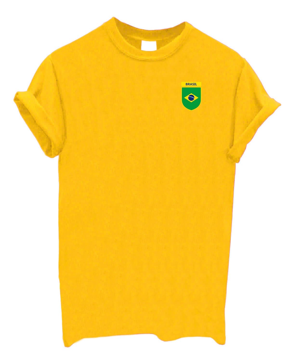 Brazil Team Crest Unisex Crew neck Tshirt Support your Country Brazilian football rugby cricket GB