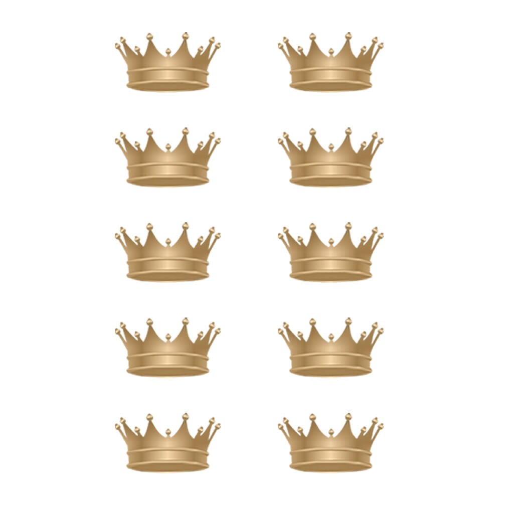 Set of  10 Crowns Temporary Tattoo Golden Royal princess prince Crown