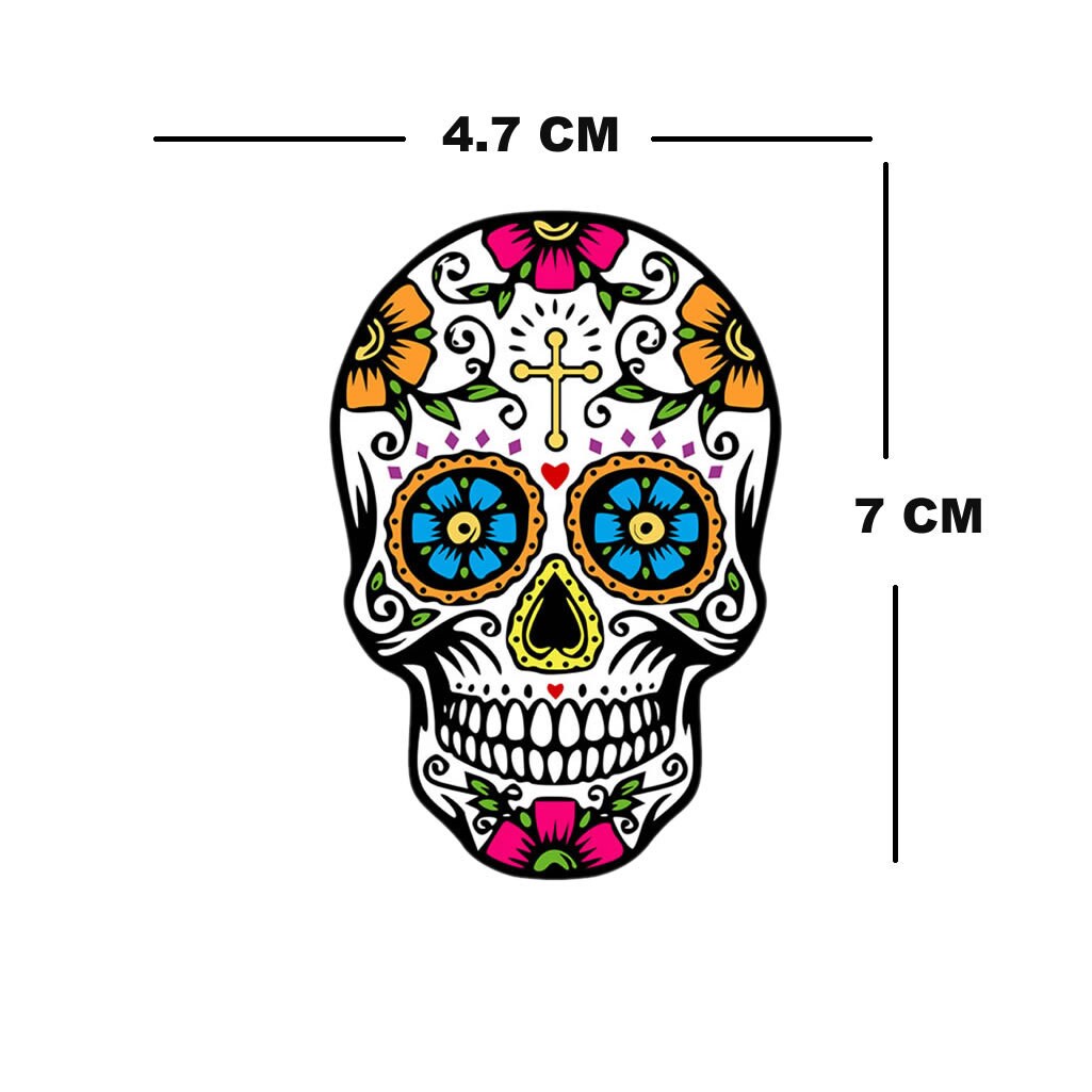 Set of 2 x Sugar Skull Temporary Tattoo Waterproof Day of the dead Calavera All Souls' Day