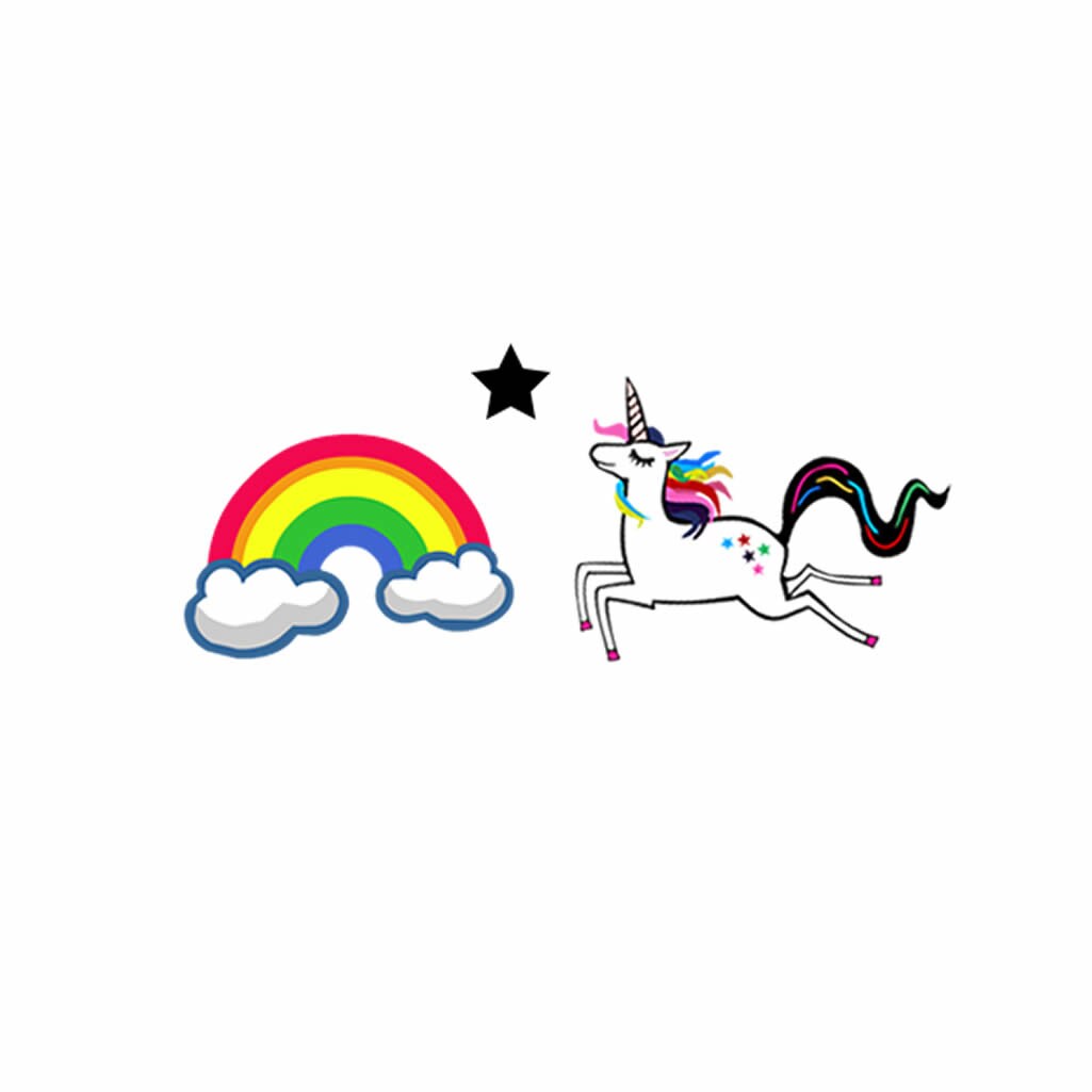 Set of Unicorn Rainbow Star Temporary Tattoo Waterproof