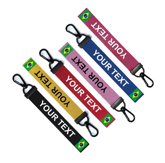 Personalised Brazil Flag Key Chain Keyring Luggage Tag Zipper Pull Bag Ring Key Ring Brazilian