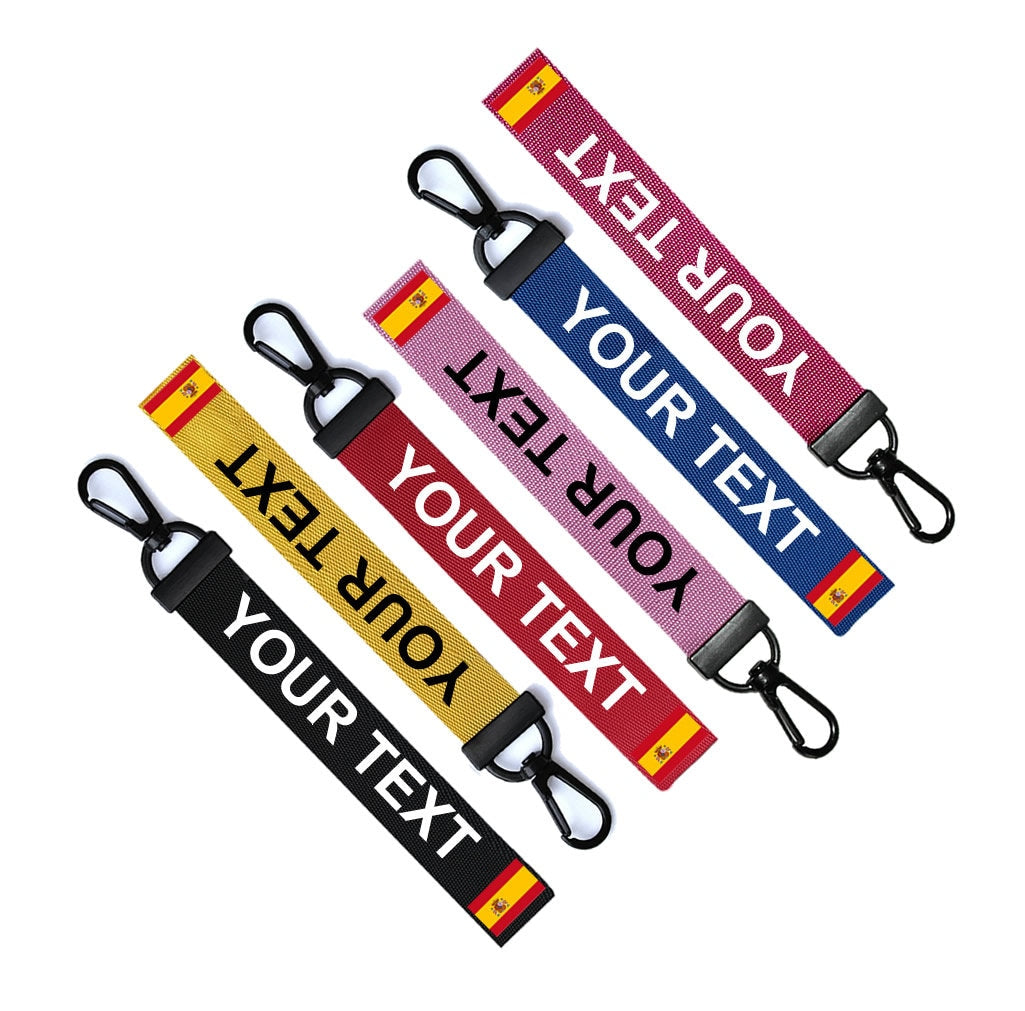 Personalised Spanish Flag Key Chain Keyring Luggage Tag Zipper Pull Bag Ring Key Ring South Spain