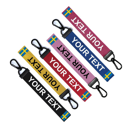 Personalised Swedish Flag Key Chain Keyring Luggage Tag Zipper Pull Bag Ring Key Ring Sweden