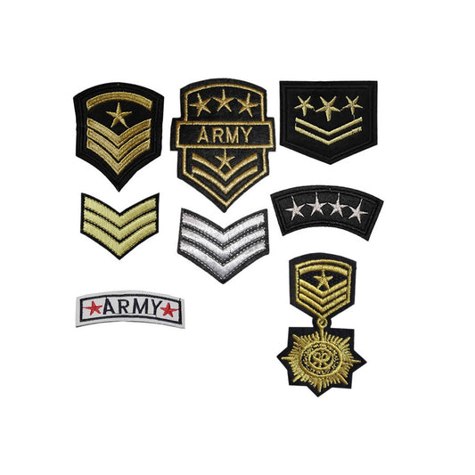 Set of 8 Army Iron / Sew On Embroidered Patch Badge Embroidery Military Motif transfer